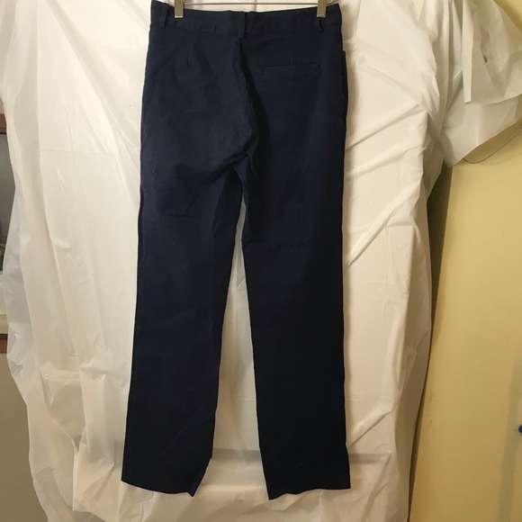 GAP Vintage Y2K Flare Book Cut Stretch Cotton Flat Front Pants Minimalist Blue - Picture 3 of 8